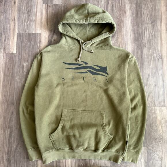 Sitka Gear Graphic Logo Hoodie Pullover Sweatshirt Men's Size L Green Hunting - Picture 1 of 7